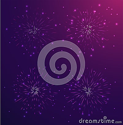 Firework line icon set Vector Illustration